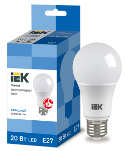 Лампа светодиодная A60 груша 20Вт 230В 6500К E27 IEK LLE-A60-20-230-65-E27  фото | Capital Power - инженерные системы