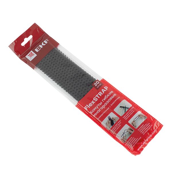 Хомут гибкий (20 шт,) черный FlexSTRAP EKF PLC-FS-BR  фото | Capital Power - инженерные системы