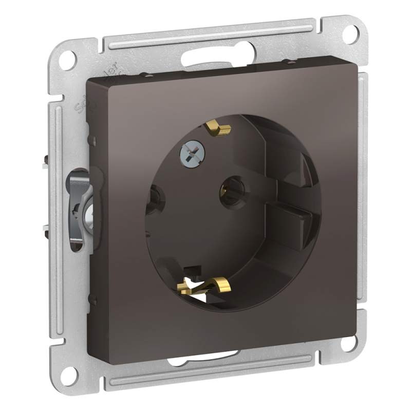 Розетка Systeme Electric серии AtlasDesign С Заземлением, 16А, Механизм, Мокко ATN000643  фото | Capital Power - инженерные системы