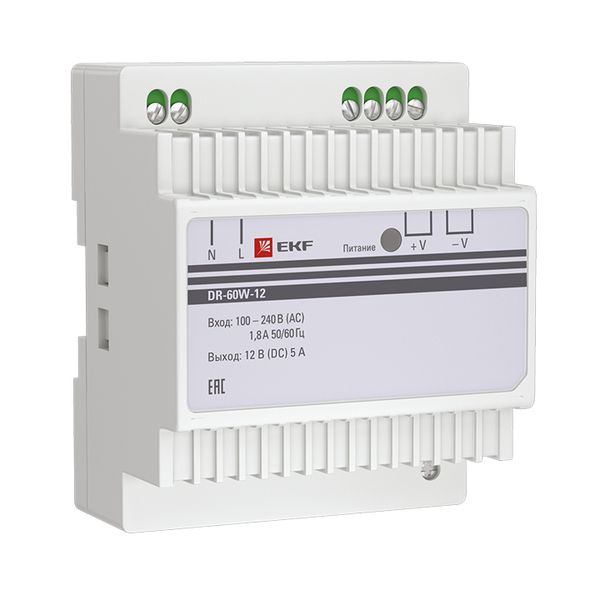 Блок питания 12В DR-60W-12 EKF PROxima dr-60w-12  фото | Capital Power - инженерные системы