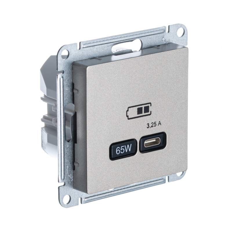 Розетка USB Systeme Electric серии AtlasDesign Тип-С 65Вт Высокоскор.Заряд. Qc, Pd, Механизм, Шампань ATN000527  фото | Capital Power - инженерные системы