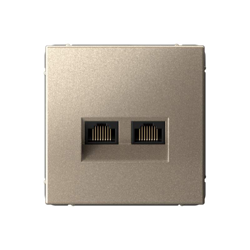 Розетка Systeme Electric серии ArtGallery двойная компьютерная RJ45+RJ45, кат.6А, механизм, ШАМПАНЬ GAL000588  фото | Capital Power - инженерные системы