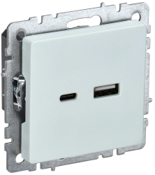Розетка USB A+C 18Вт РЮ11-1-БрЖ жемчуг IEK серии BRITE BR-U22-018-K36  фото | Capital Power - инженерные системы