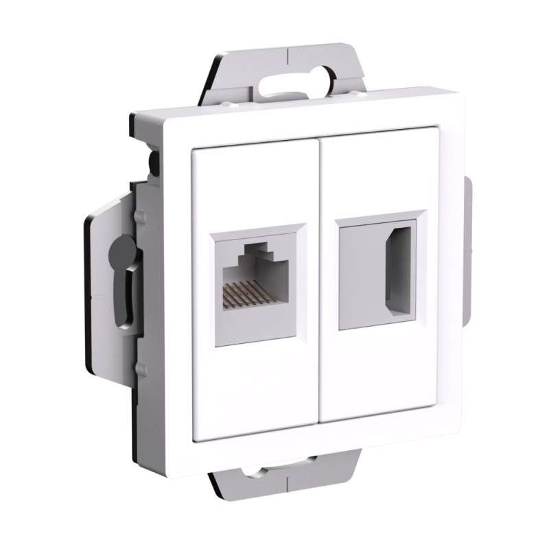 Розетка двойная HDMI+Rj45, Кат.5Е Systeme Electric серии AtlasDesign, Механизм, Белый ATN000182  фото | Capital Power - инженерные системы