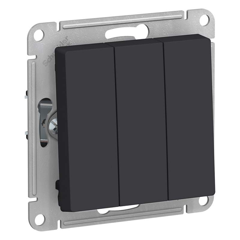 Выключатель 3-клавишный Systeme Electric серии AtlasDesign, Сх.1+1+1, 10Ах, Механизм, Карбон ATN001031  фото | Capital Power - инженерные системы