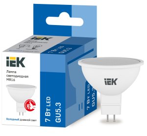 Лампа светодиодная MR16 софит 7Вт 230В 6500К GU5.3 IEK LLE-MR16-7-230-65-GU5  фото | Capital Power - инженерные системы