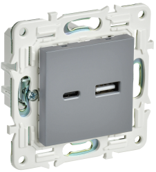 Розетка USB A+C 3,1А SK-R14Gr серый IEK серии SKANDY SK-U22-D31-K03  фото | Capital Power - инженерные системы