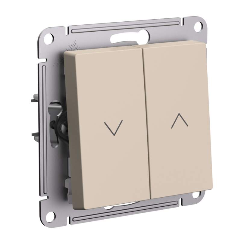 Выключатель для жалюзи 2-клавишный Systeme Electric серии AtlasDesign, 2Х Сх.4, 10А, Мех., Песочный ATN001219  фото | Capital Power - инженерные системы