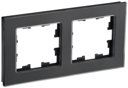 Рамка 2-местная РУ-2-2-Бр стекло черный матовый IEK серии BRITE BR-M22-G-31-K02  фото | Capital Power - инженерные системы