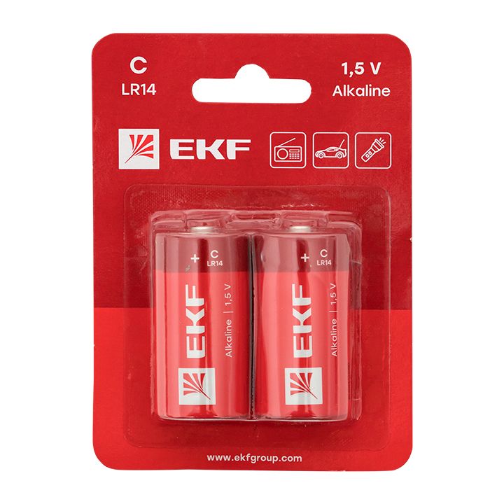 Алкалиновая батарейка типа C(LR14) блистер 2шт, EKF LR14-BL2  фото | Capital Power - инженерные системы