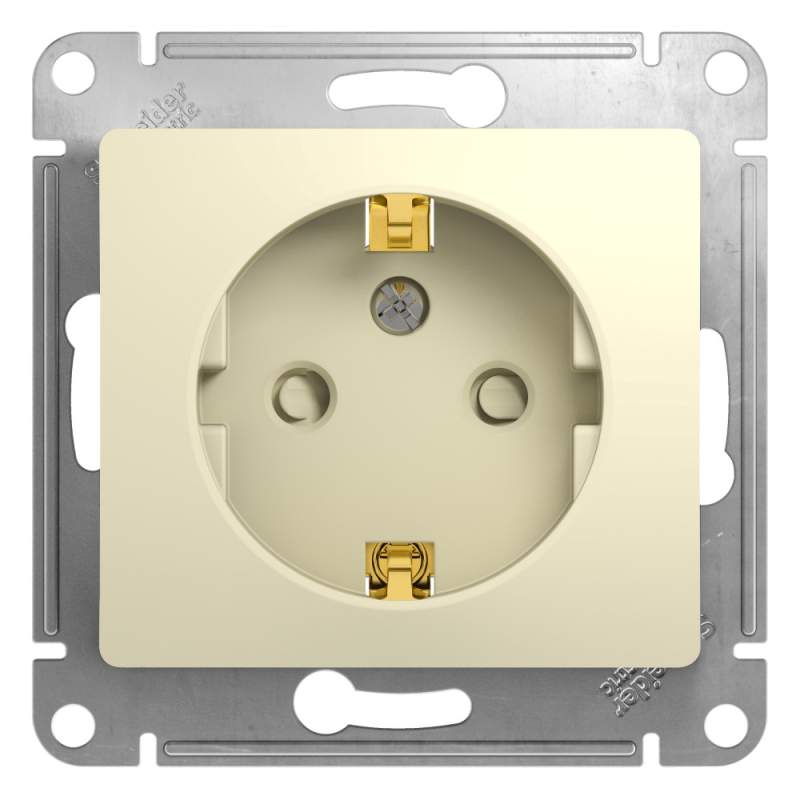 Розетка Systeme Electric серии Glossa с заземлением со шторками, 16А, механизм, БЕЖЕВЫЙ GSL000245  фото | Capital Power - инженерные системы