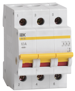 KARAT Выключатель нагрузки (мини-рубильник) ВН-32 3P 63А IEK MNV10-3-063  фото | Capital Power - инженерные системы