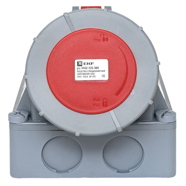 Розетка стационарная наружная 1442 3Р+РЕ 125А 380В IP67 EKF PROxima PS-1442-125-380  фото | Capital Power - инженерные системы
