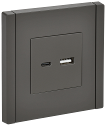Розетка USB A+C 3,1А FP350 серый IEK серии FORTE&PIANO FP-U22-D31-K03  фото | Capital Power - инженерные системы