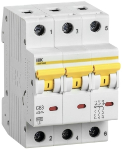 Автоматический выключатель ВА47-60M 3Р 63А 6кА С IEK MVA31-3-063-C  фото | Capital Power - инженерные системы