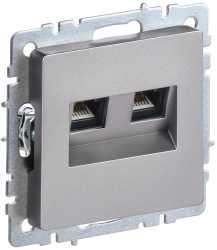 Розетка компьютерная двойная RJ45 кат.6 РК11-2-БрС сталь IEK серии BRITE BR-K20-2-K46  фото | Capital Power - инженерные системы