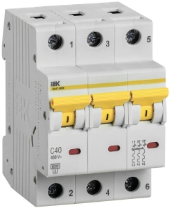 Автоматический выключатель ВА47-60M 3Р 40А 6кА С IEK MVA31-3-040-C  фото | Capital Power - инженерные системы