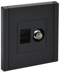Розетка двойная TV+RJ45 кат.6 FP137 черный IEK серии FORTE&PIANO FP-AK20-2-K02  фото | Capital Power - инженерные системы