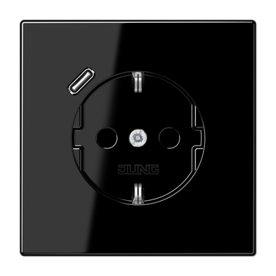 Чёрный Розетка Jung LS серия черная SCHUKO® с USB-интерфейсом с 1 USB-портом типа A LS серия черная LS1520-18CSW LS1520-18CSW  фото | Capital Power - инженерные системы