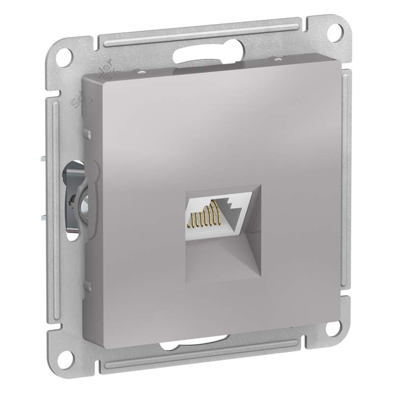 Розетка Systeme Electric серии AtlasDesign Компьютерная Rj45, Кат. 5Е, Механизм, Алюминий ATN000383  фото | Capital Power - инженерные системы