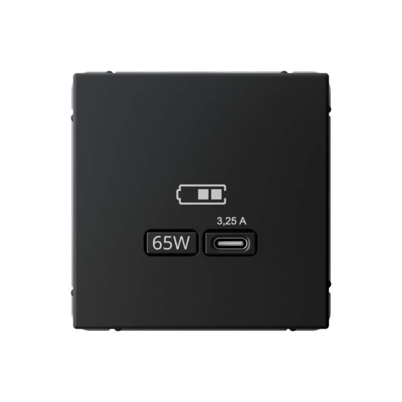 Розетка USB Systeme Electric серии ArtGallery тип-С 65Вт высокоскор.заряд. QC, PD, механизм, КАРБОН GAL001027  фото | Capital Power - инженерные системы