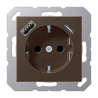 Розетка Jung A серия мокко SCHUKO® с USB-интерфейсом с 1 гнездо USB типа A и 1 гнездо USB типа C A1520-15CAMO A1520-15CAMO  фото | Capital Power - инженерные системы