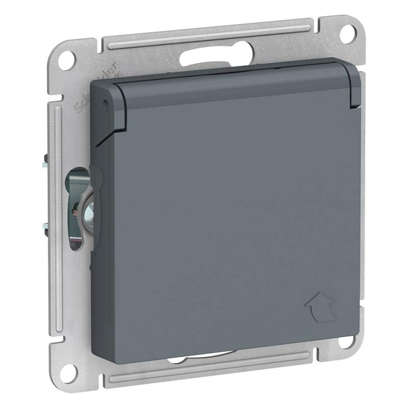 Розетка Systeme Electric серии AtlasDesign С Заземл. Со Шторками С Крышк, 16А, Ip20, Механизм, Грифель ATN000746  фото | Capital Power - инженерные системы
