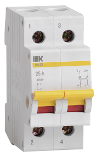 KARAT Выключатель нагрузки (мини-рубильник) ВН-32 2P 25А IEK MNV10-2-025  фото | Capital Power - инженерные системы