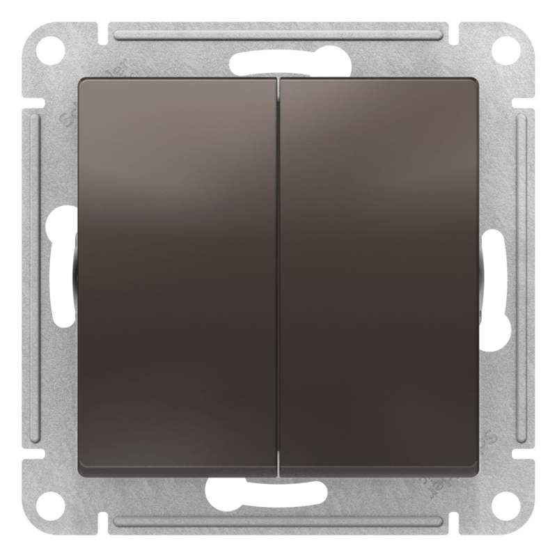 Переключатель 2-клавишный Systeme Electric серии AtlasDesign, Перекрестный, 2 X Сх. 7, 10Ах, Механизм, Мокко ATN000673  фото | Capital Power - инженерные системы