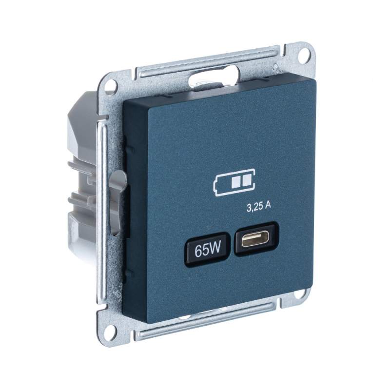 Розетка USB Systeme Electric серии AtlasDesign Тип-С 65Вт Высокоскор.Заряд. Qc, Pd, Механизм, Изумруд ATN000827  фото | Capital Power - инженерные системы