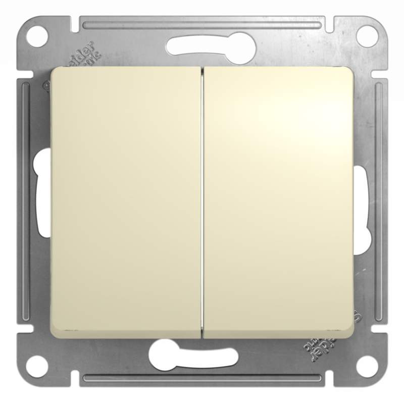 Выключатель 2-клавишный Systeme Electric серии Glossa, сх.5, 10АХ, механизм, БЕЖЕВЫЙ GSL000251  фото | Capital Power - инженерные системы