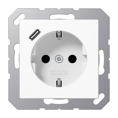 Розетка Jung A серия Белая SCHUKO® с 1 USB-портом типа С A1520-18CWW A1520-18CWW  фото | Capital Power - инженерные системы