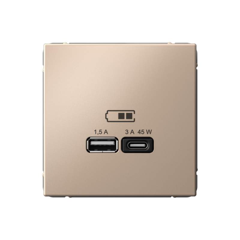 Розетка USB Systeme Electric серии ArtGallery A + тип-C 45Вт высокоскор.заряд. QC, PD, механизм, ПЕСОЧНЫЙ GAL001229  фото | Capital Power - инженерные системы