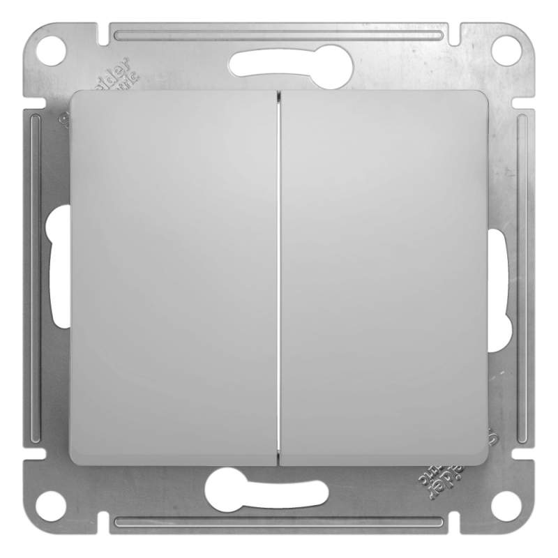 Выключатель 2-клавишный Systeme Electric серии Glossa, сх.5, 10АХ, механизм, АЛЮМИНИЙ GSL000351  фото | Capital Power - инженерные системы