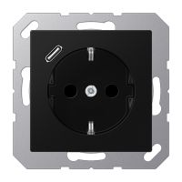 Розетка Jung A серия матовый чёрный графит SCHUKO® с 1 USB-портом типа С A1520-18CSWM A1520-18CSWM  фото | Capital Power - инженерные системы