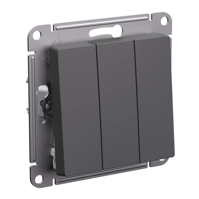 Выключатель 3-клавишный Systeme Electric серии AtlasDesign, Сх.1+1+1, 10Ах, Механизм, Базальт ATN001431  фото | Capital Power - инженерные системы