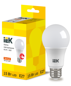 Лампа светодиодная ALFA A60 груша 15Вт 230В 3000К E27 (6шт) IEK LLA-A60-15-230-30-E27-6  фото | Capital Power - инженерные системы