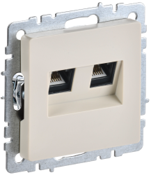 Розетка двойная RJ11+RJ45 кат.5E РК/Т12-БрКр бежевый IEK серии BRITE BR-KT20-O-1-K10  фото | Capital Power - инженерные системы