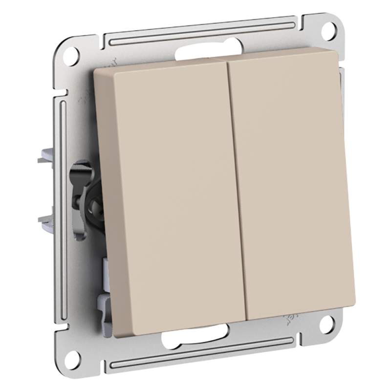 Выключатель 2-клавишный Systeme Electric серии AtlasDesign, Сх.5, 10Ах, Механизм, Песочный ATN001251  фото | Capital Power - инженерные системы