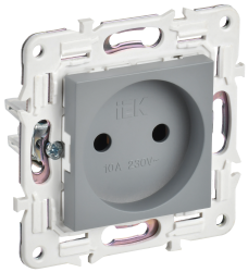 Розетка без заземления без защитных шторок 10А SK-R02Gr серый IEK серии SKANDY SK-R10-10-K03  фото | Capital Power - инженерные системы