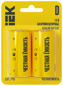 Батарейка щелочная Alkaline LR20/D (2шт/блистер) IEK ABT-LR20-OP-L02  фото | Capital Power - инженерные системы