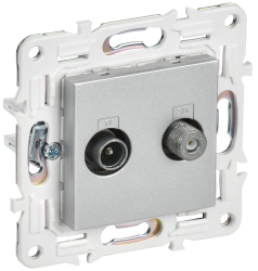 Розетка двойная TV+SAT SK-A13S серебряный IEK серии SKANDY SK-AF20-O-K23  фото | Capital Power - инженерные системы