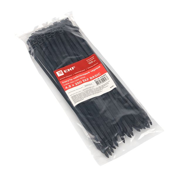 Хомут нейлоновый черный (4,8х250) (100шт,) EKF Basic PLC-CB-4.8X250  фото | Capital Power - инженерные системы