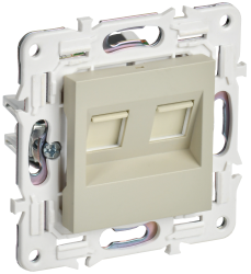 Розетка компьютерная двойная RJ45 кат.5E SK-K03B бежевый IEK серии SKANDY SK-K20-1-K10  фото | Capital Power - инженерные системы