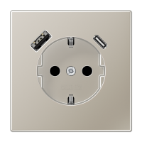 Розетка Jung LS серия Нержавеющая сталь SCHUKO® с USB-интерфейсом с 1 гнездо USB типа A и 1 гнездо USB типа C LS серия Нержавеющая сталь ES1520-15CA-L ES1520-15CA-L  фото | Capital Power - инженерные системы