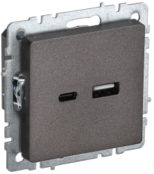 Розетка USB A+C 18Вт РЮ11-1-БрТБ темная бронза IEK серии BRITE BR-U22-018-K45  фото | Capital Power - инженерные системы