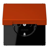 Розетка Jung Les Couleurs® Le Corbusier rouge vermillon 59 SCHUKO® с откидной крышкой и со встроенной повышенной защитой от прикосновения LC1520KIKL4320A