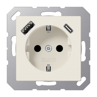 Розетка Jung A серия слоновая кость SCHUKO® с USB-интерфейсом с 1 гнездо USB типа A и 1 гнездо USB типа C A1520-15CA A1520-15CA  фото | Capital Power - инженерные системы