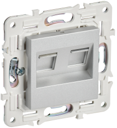 Розетка компьютерная двойная RJ45 кат.5E SK-K03S серебряный IEK серии SKANDY SK-K20-1-K23  фото | Capital Power - инженерные системы