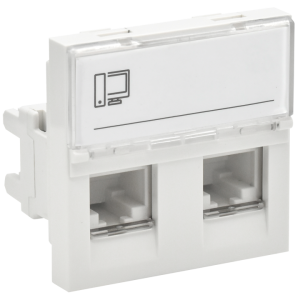 PRIMER РКИ-22-00-П-5 Розетка компьютерная RJ45 UTP кат.5E (2 модуля 2 входа) белая IEK PR-KK40D-RI-0-2-2C5EU-K01  фото | Capital Power - инженерные системы